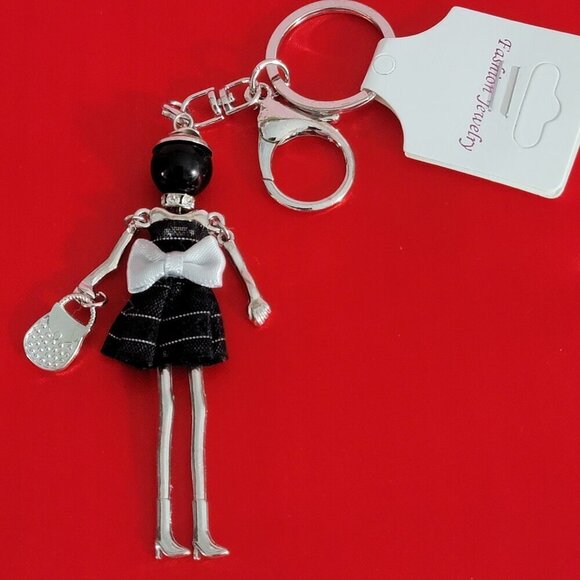 Fashion Jewelry Moveable Lady Keychain Bag charm - Picture 1 of 11